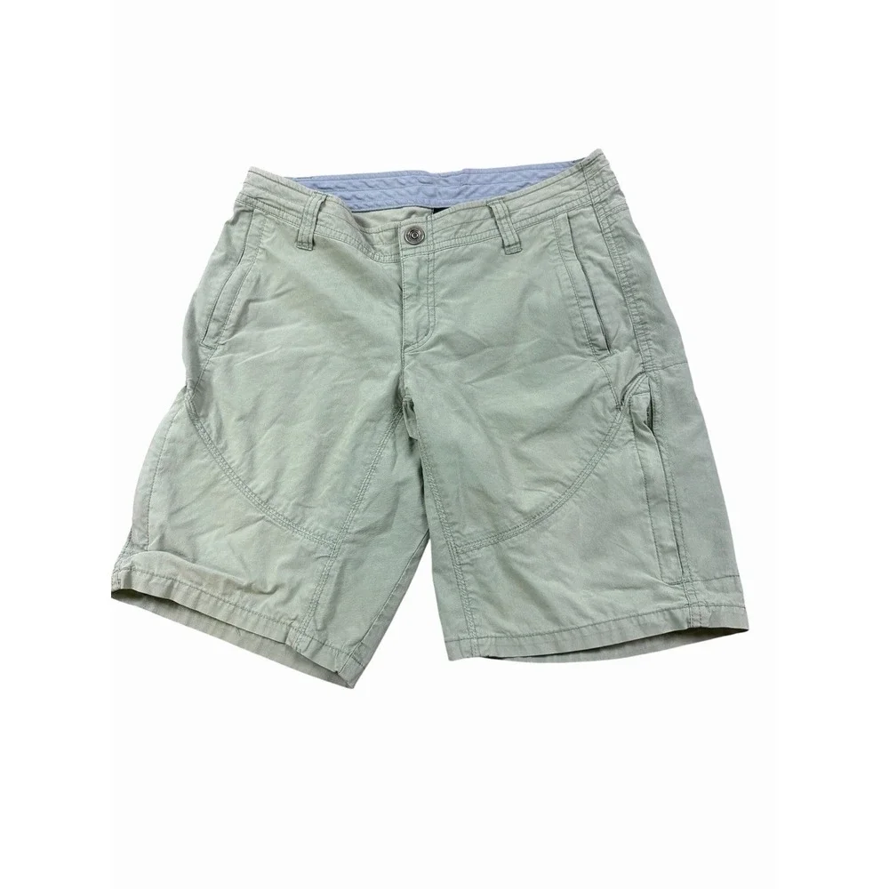 Kuhl Cargo Shorts Womens Size 4 Green Hiking Camping Zipper Pockets